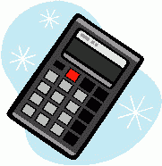 Blacka and gray calculator picture depicting a real calculator with snowflakes behind it.